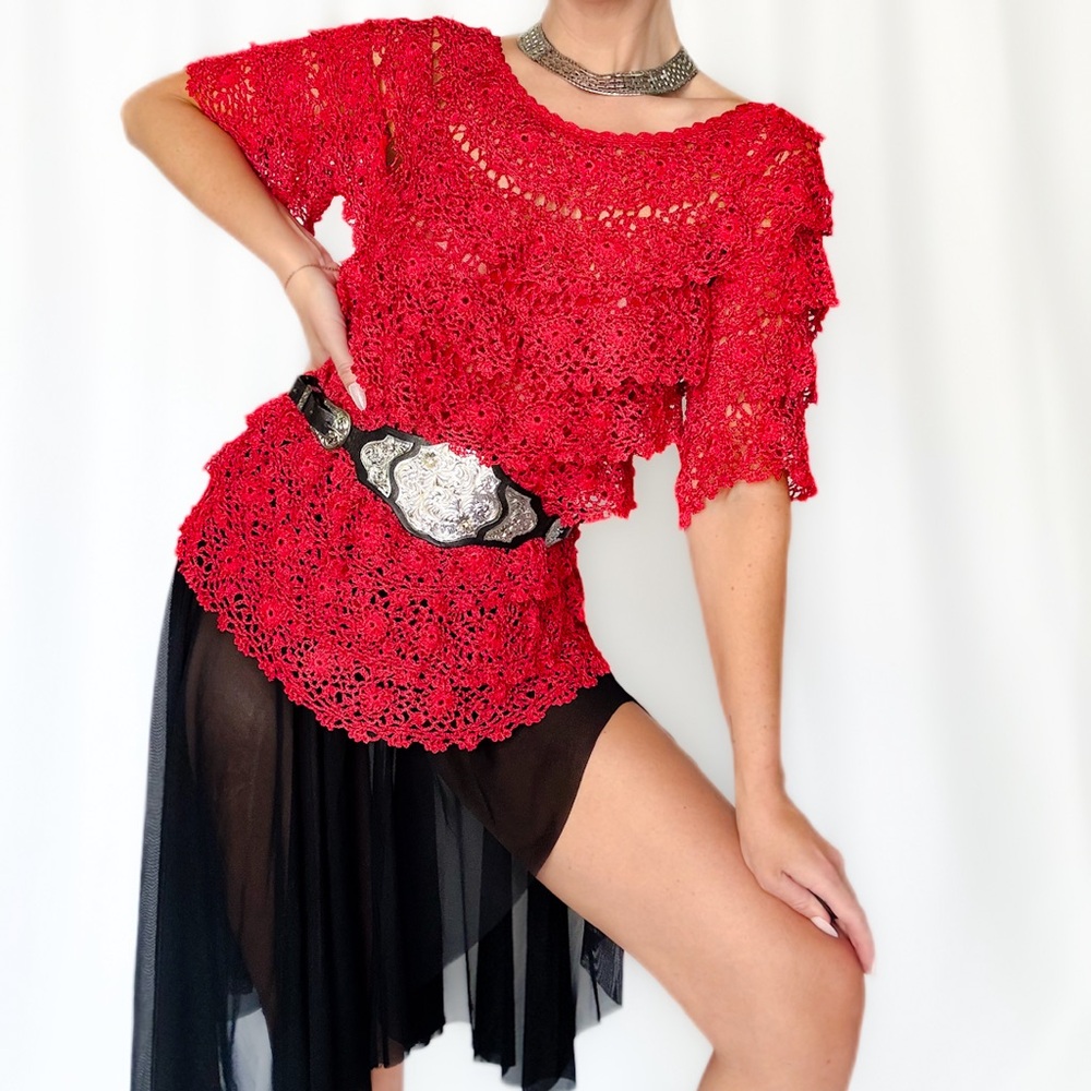 Vintage Red Crochet Top
